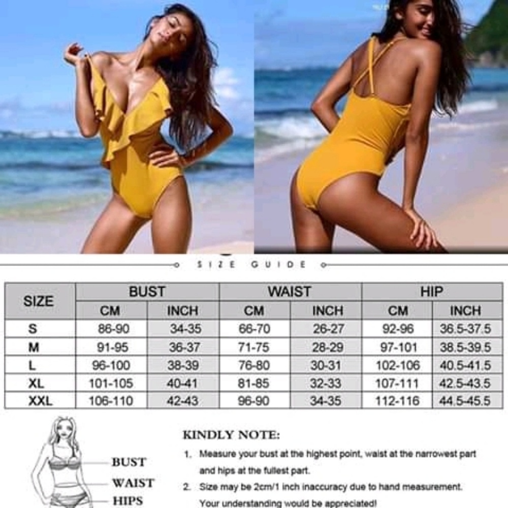 New V Neck Ruffle Monokini Swimsuit